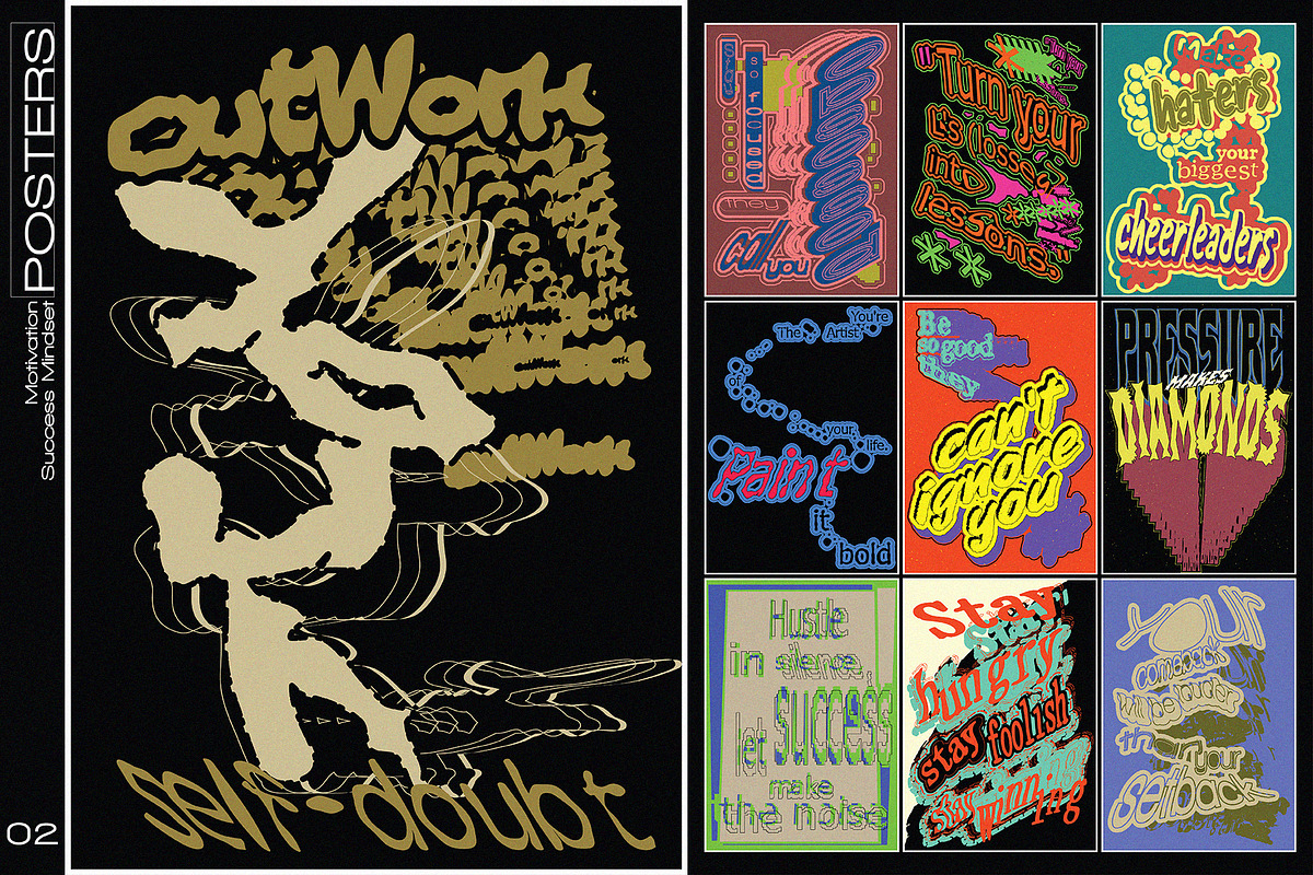Motivational Poster Set-10 Designs#2, a Graphic by 159room.studio (Photo 1 of 6)