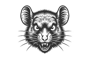 Angry Rat Face Aggressive Animal, an Animal Illustration by AlexArt