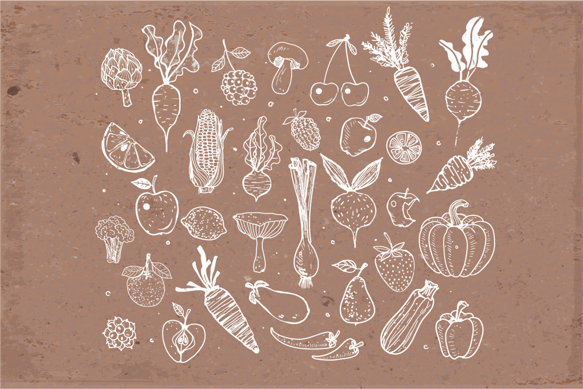Fruits and vegetables doodles, a Food Illustration by Elina_Li (Photo 9 of 20)
