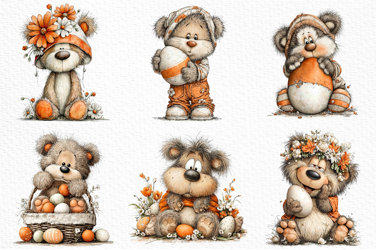 Whimsical Easter Bear Clipart, an Illustration by Craft Nest (Photo 5 of 9)
