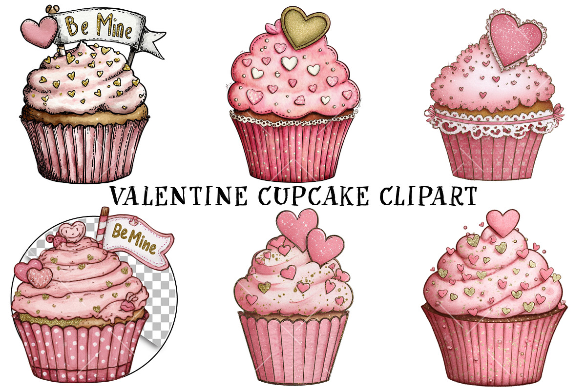 Valentine Cupcake Clipart, an Illustration by OK Design (Photo 2 of 6)
