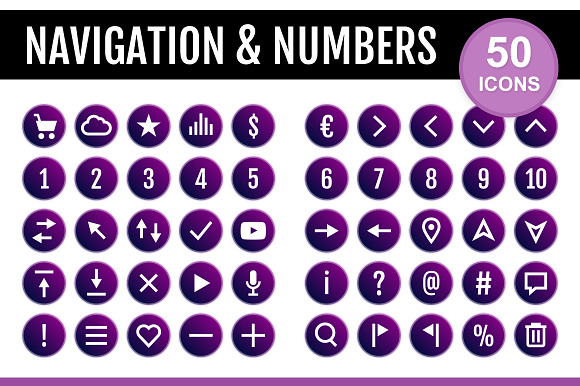 50 Icons Nav. Numbers