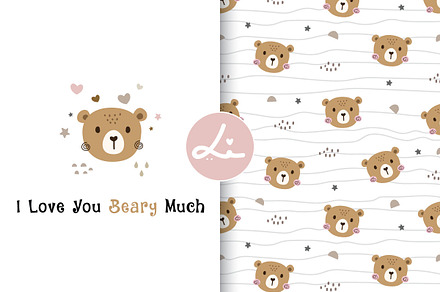 Seamless patterns with cute bear