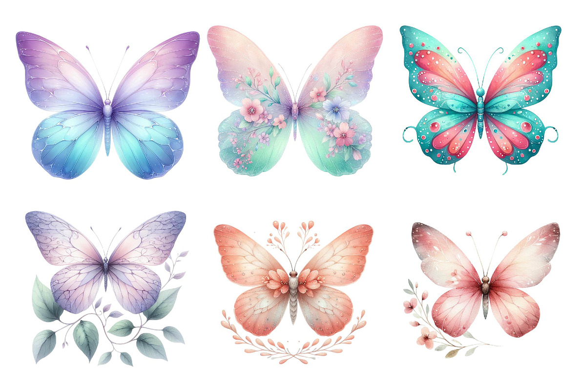 Whimsical Spring Butterfly Clipart, an Illustration by DreamPrint404 (Photo 3 of 6)