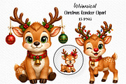 Whimsical Christmas Reindeer Clipart, a Seasonal Illustration by Craft Nest (Thumbnail 1 of 3)