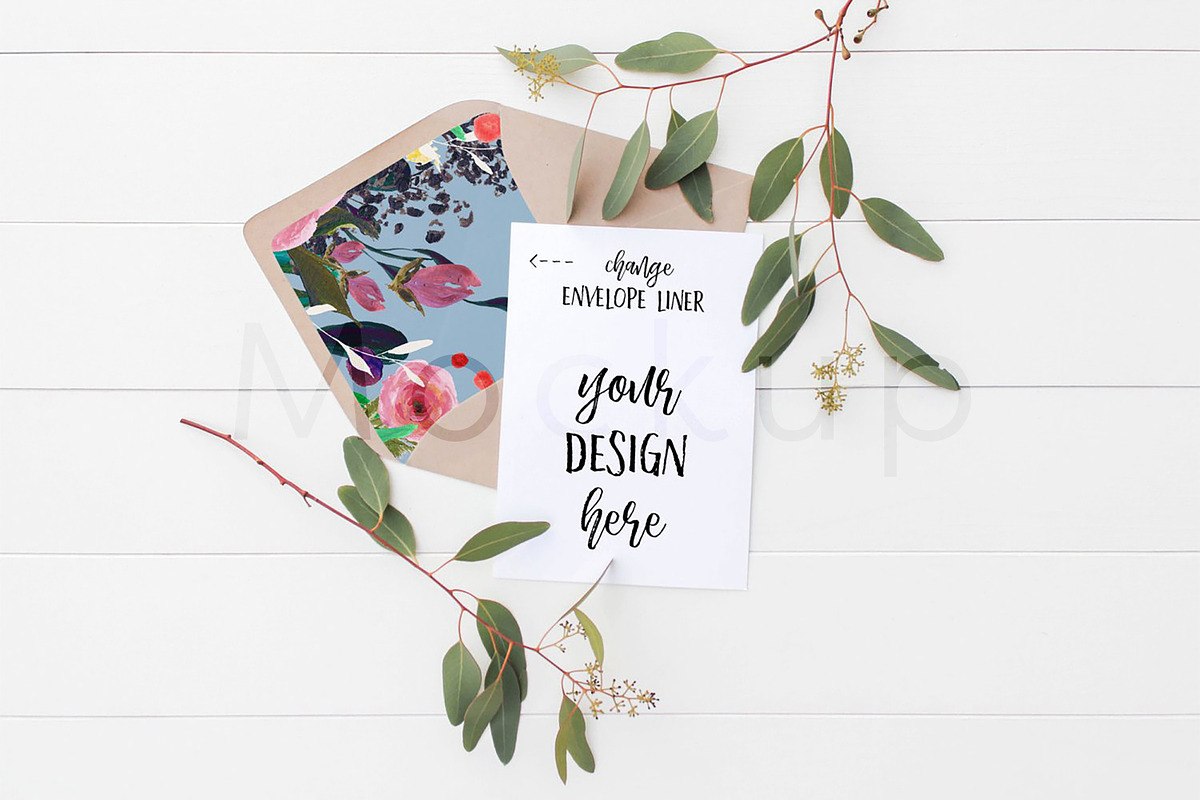 5x7 Invitation Mockup - Eucalyptus 6, a Print Template by ILLONA GRAPHICS (Photo 3 of 5)