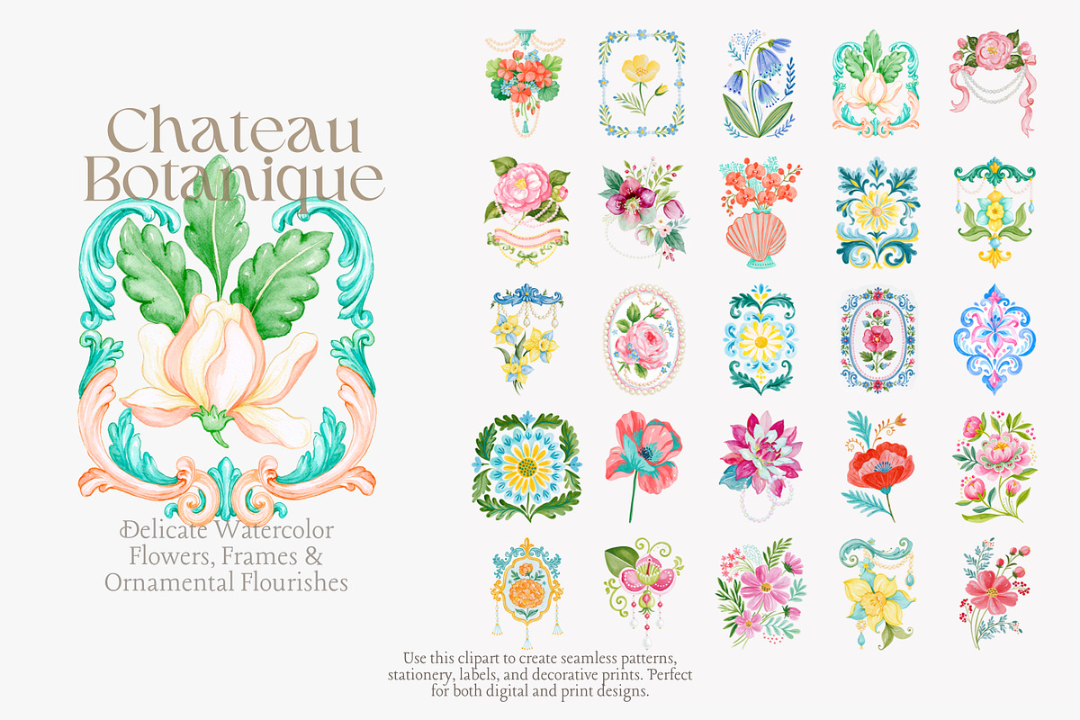 Chateau Botanique Clipart Set, a Decorative Illustration by Patishop Art (Photo 9 of 14)