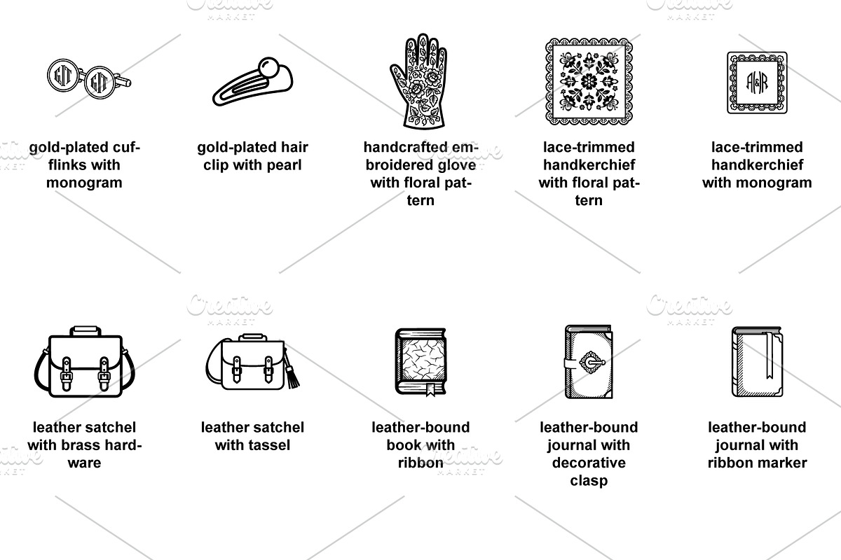 vintage fashion accessories Icon Set, an Outline Icon by Nurlan's shop (Photo 3 of 6)