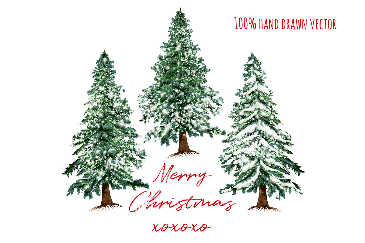 Christmas Trees Holiday Collection, a Seasonal Illustration by FleurArt (Photo 1 of 6)