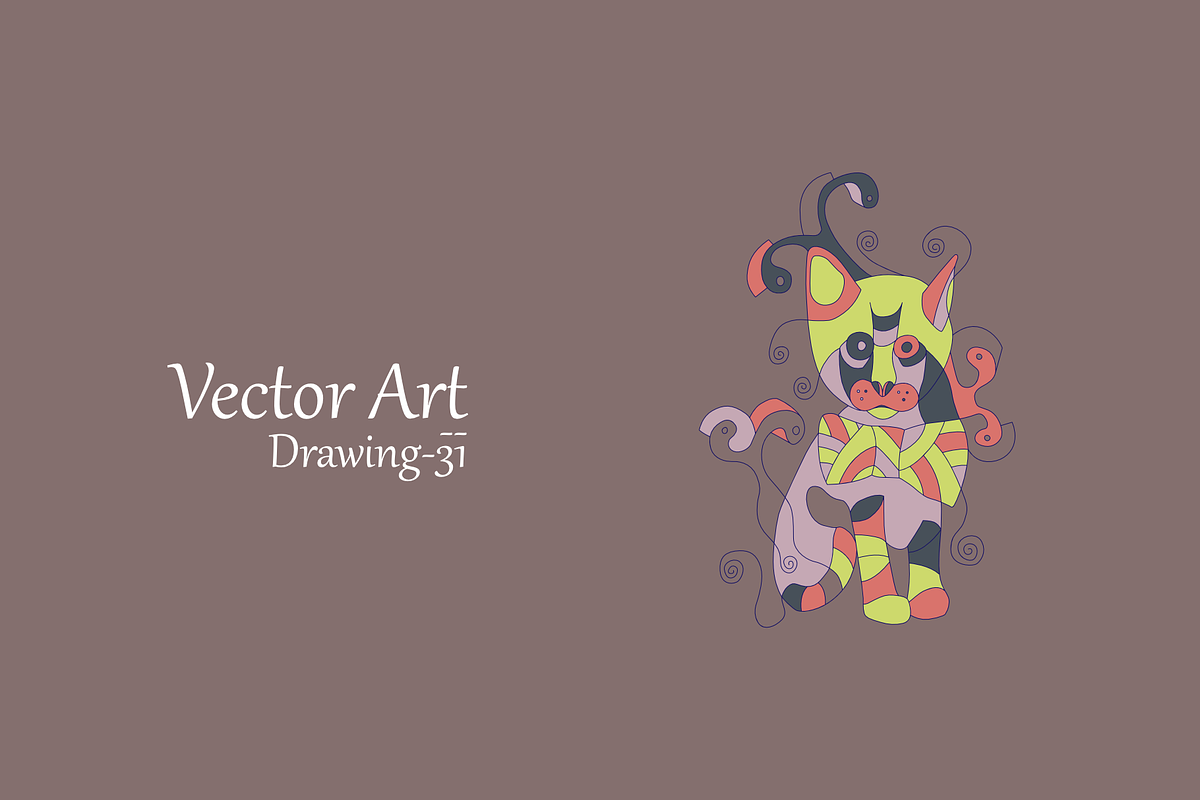D-31 : cat with a bow tie, an Animal Illustration by ssattass