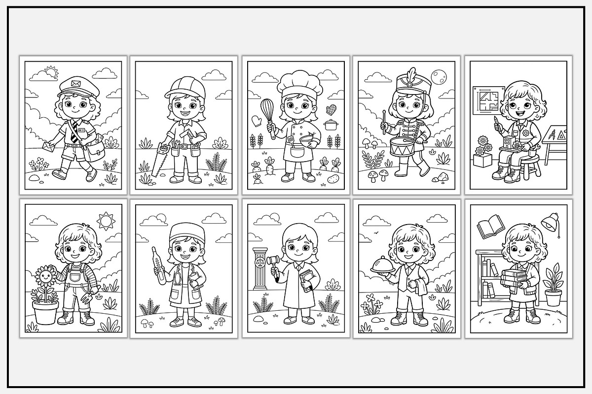Girl Community Helpers Coloring Book, a Person Illustration by Lamia Emad (Photo 3 of 5)