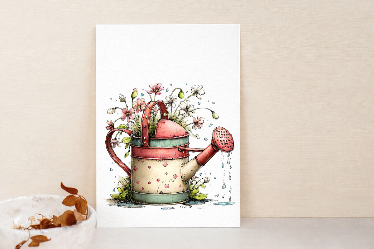 Watercolor Watering Can Clipart, an Illustration by Libby Wishes (Photo 4 of 7)