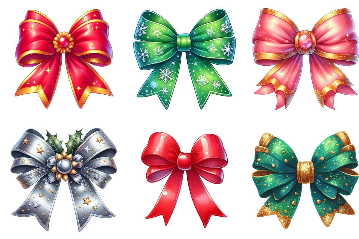 Watercolor Christmas Bow Clipart, an Icon by Dream Creation (Photo 3 of 7)