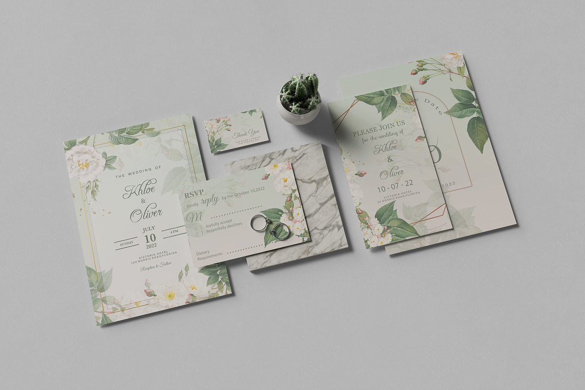 Wedding Invitation Stationery Mockup, a Print Template by bimockup (Photo 8 of 9)