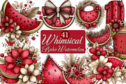 Whimsical Boho Watermelon Clipart, an Illustration by DreamArtGraphic (Thumbnail 1 of 8)