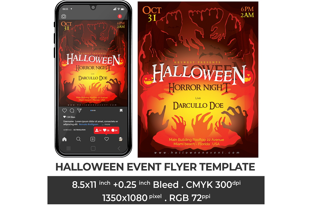 Halloween Event Flyer Template, a Flyer Template by regalDRAW (Photo 1 of 3)