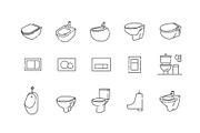 Toilet and Bathroom Icons Set, an Outline Icon by Tettygreen (Thumbnail 2 of 2)