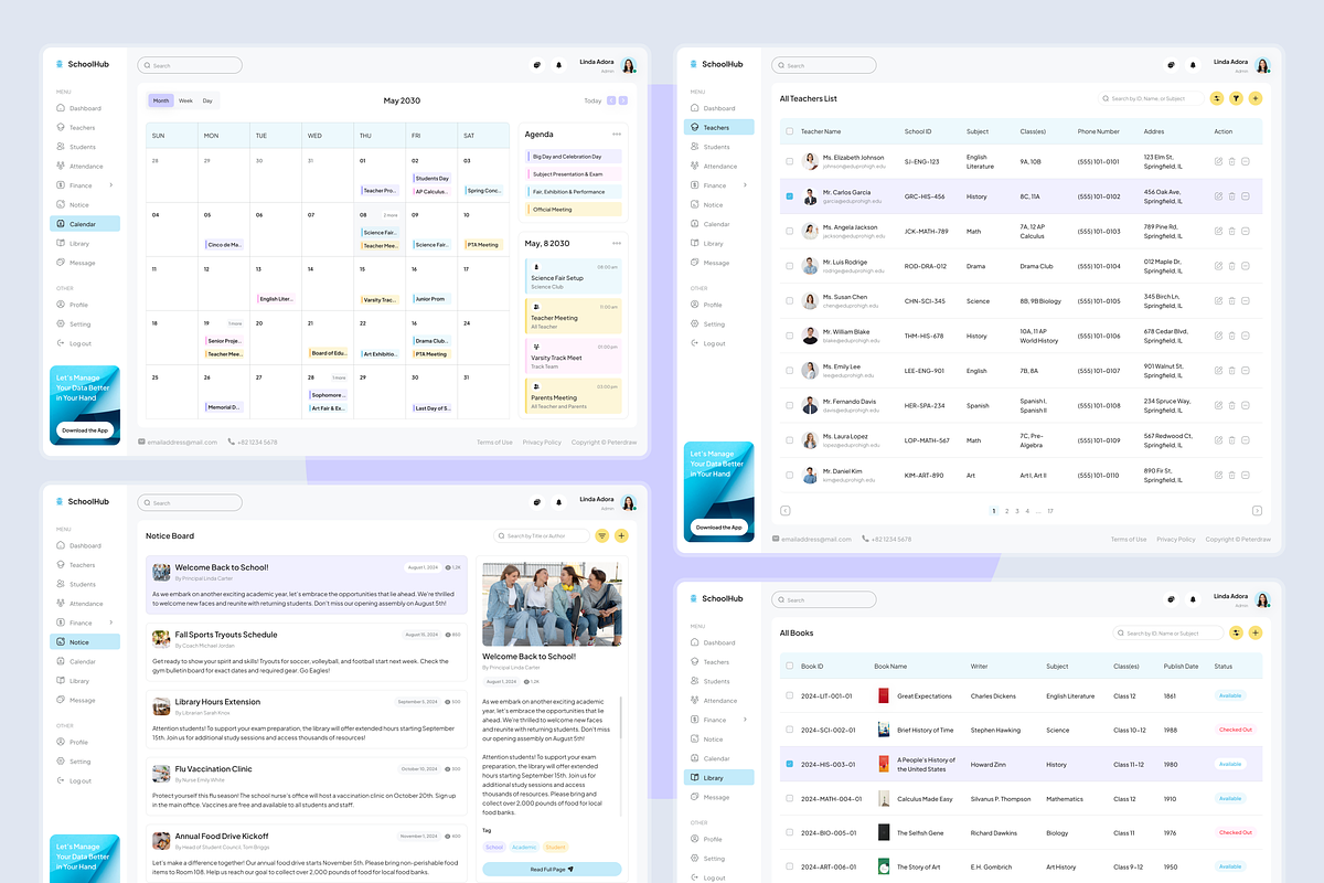 School Management Dashboard, an UI Kit Template by peterdraw (Photo 6 of 7)
