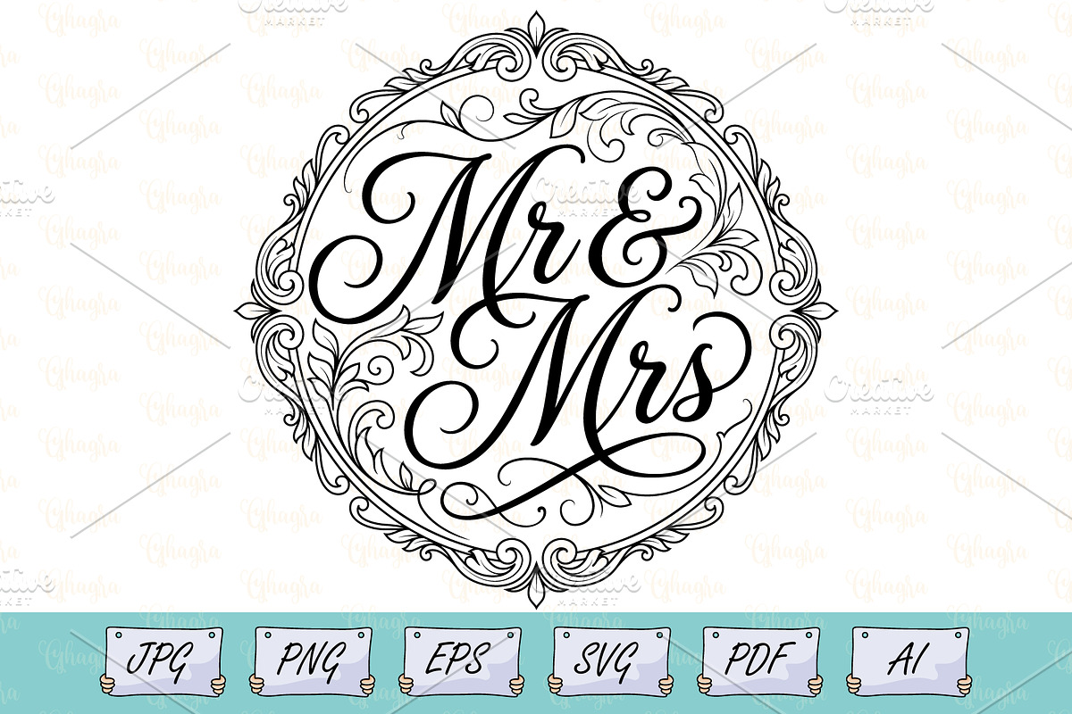 Mr and Mrs Wedding Typography Design, a Decorative Illustration by Ghagra (Photo 1 of 6)