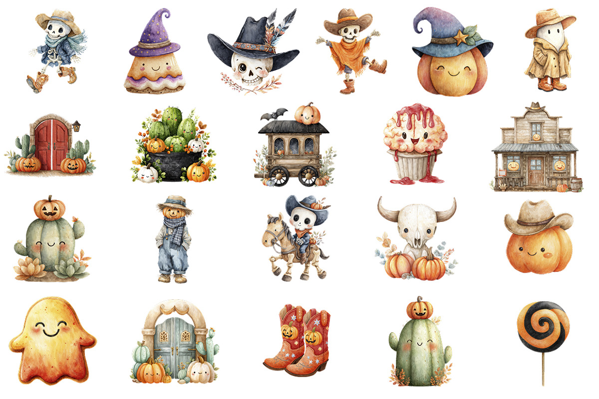 Wild West Halloween Clipart Bundle, a Seasonal Illustration by InkyQueenArt (Photo 4 of 5)