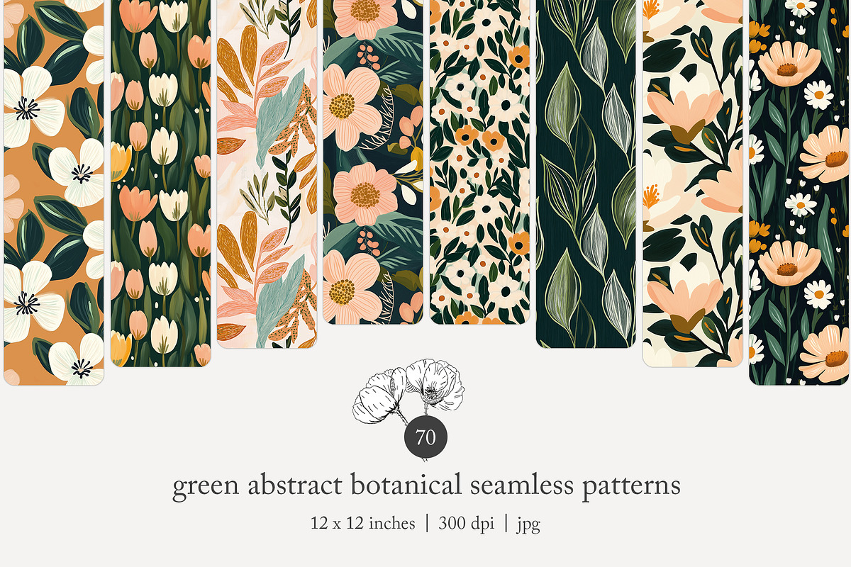 70 abstract botanical repeat pattern, a Pattern Graphic by Poppy Lane ...