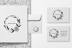 Vector Floral Valentine Outline Set