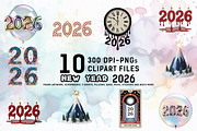 Festive New Year 2026 Clipart Bundl, an Illustration by Ahmad Designs (Thumbnail 1 of 3)
