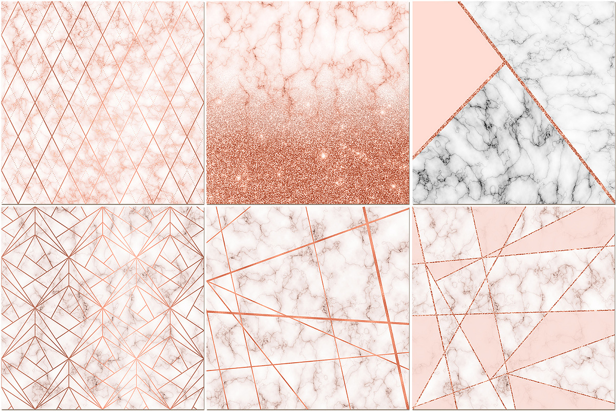 Marble and Rose gold digital papers, a Pattern Graphic by PixelJungle