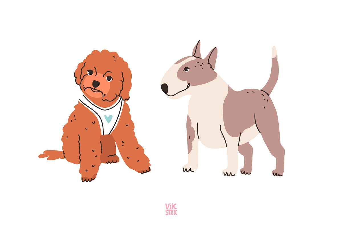 Cute dogs of different breeds set, an Animal Illustration by vik.stock (Photo 2 of 11)