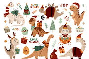 Dinosaur Christmas clipart, an Animal Illustration by JulzaArt (Thumbnail 2 of 6)