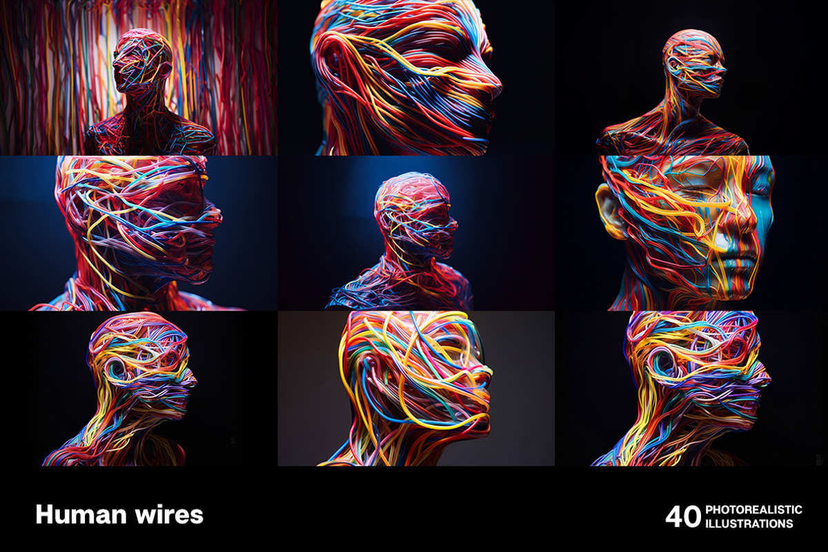 Human Wires. 40 images, a Technology Illustration by Handmadefont (Photo 9 of 11)