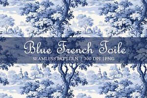 BLUE FRENCH TOILE Seamless Pattern