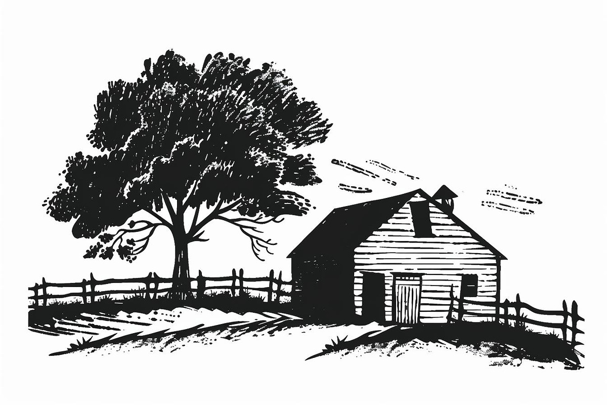 Farmhouse scene silhouette vector, an Illustration by Amazin_art (Photo 12 of 13)