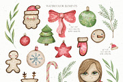 Watercolor Cozy Christmas set, an Illustration by OrangePeafowlArt (Thumbnail 2 of 15)