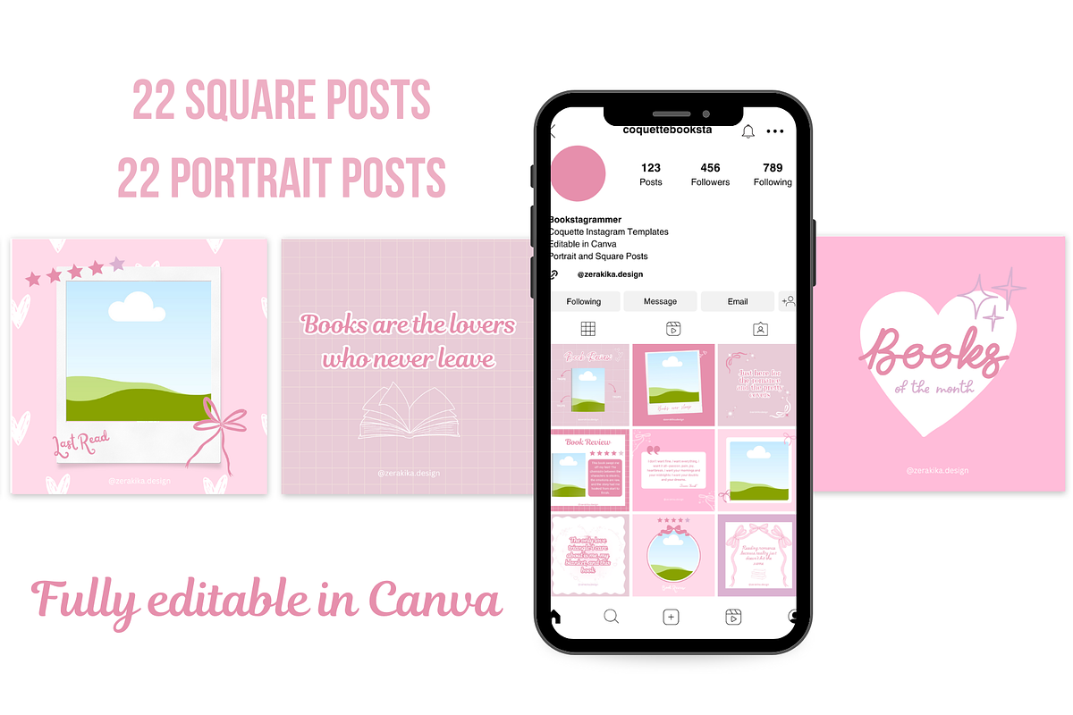 Cute Bookstagrammer Canva Templates, a Social Media Template by Kaleidokika (Photo 2 of 4)