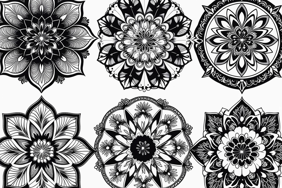 Boho Floral Mandala Bundle Set, an Illustration by Creativeshirt (Photo 3 of 7)