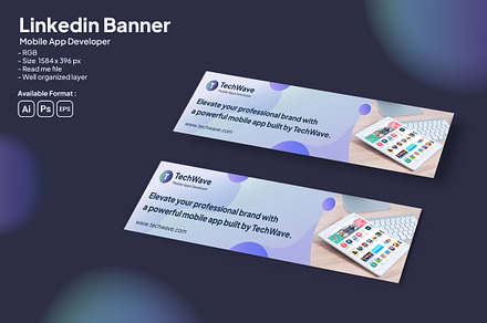 Mobile App Developer Linkedin Banner, an UI Kit Template by Fannan Studio