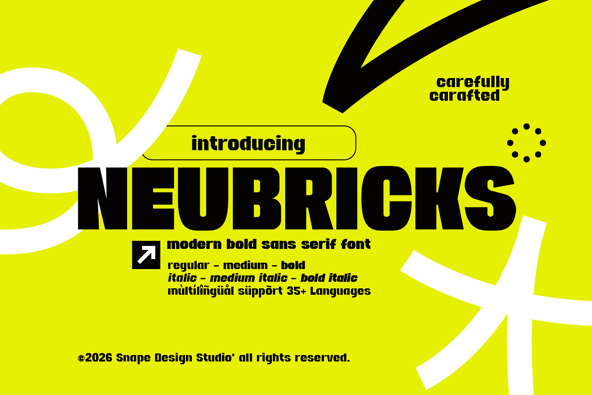 Neubricks - Bold Sans Serif Font, a Sans Serif Font by Snape Design Studio (Photo 1 of 12)