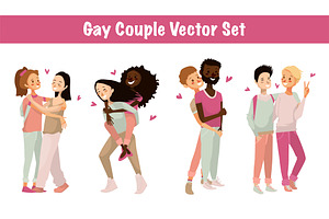 Gay People Vector Valentine Set