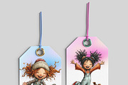 Whimsical Girl and Dog Love Clipart, an Illustration by one-touch (Thumbnail 2 of 18)