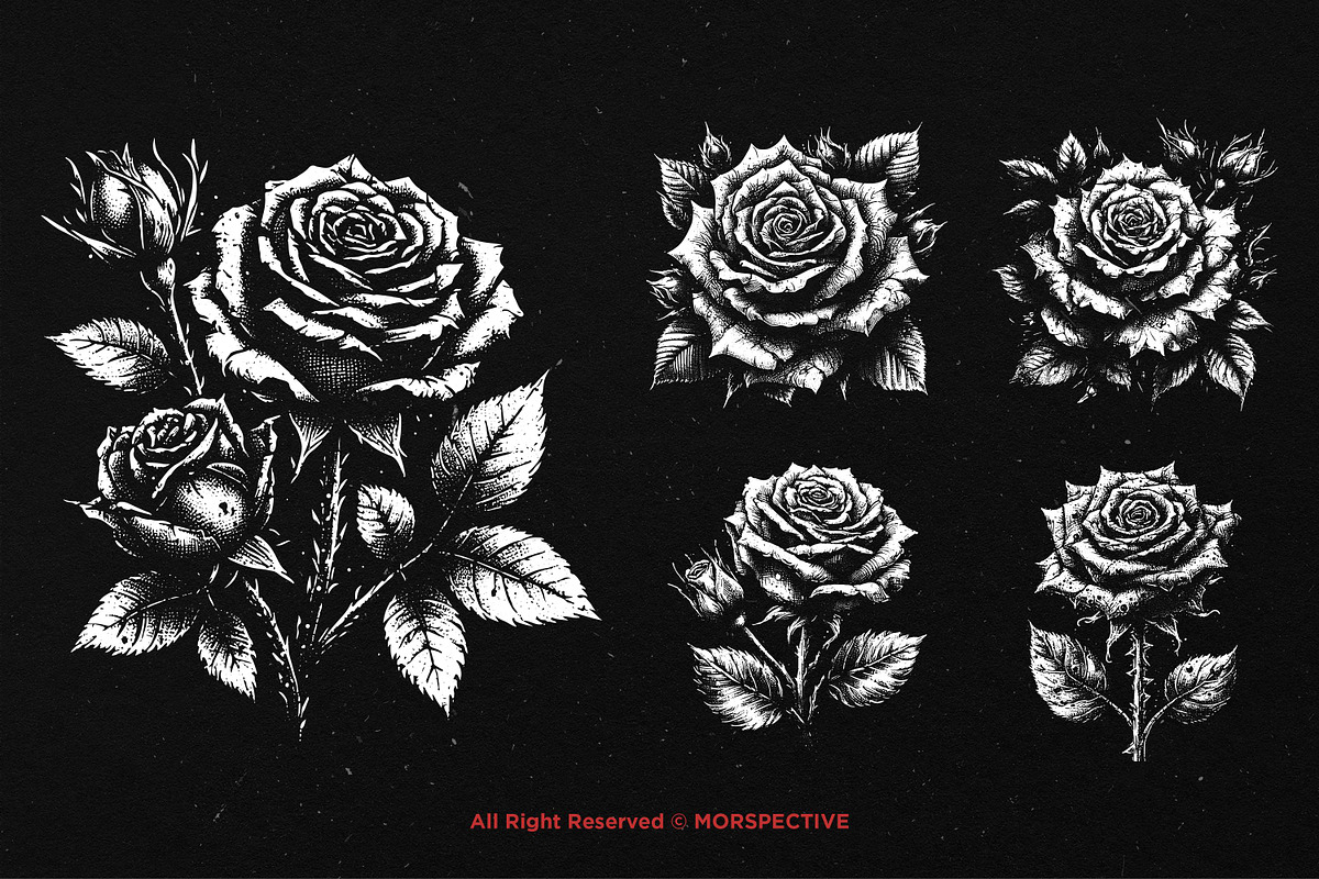 10 Bundle Dark Art Rose Flower, an Illustration by Morspective (Photo 3 of 7)