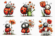 Whimsical Spring Ladybug Clipart, an Illustration by Craft Nest (Thumbnail 6 of 8)