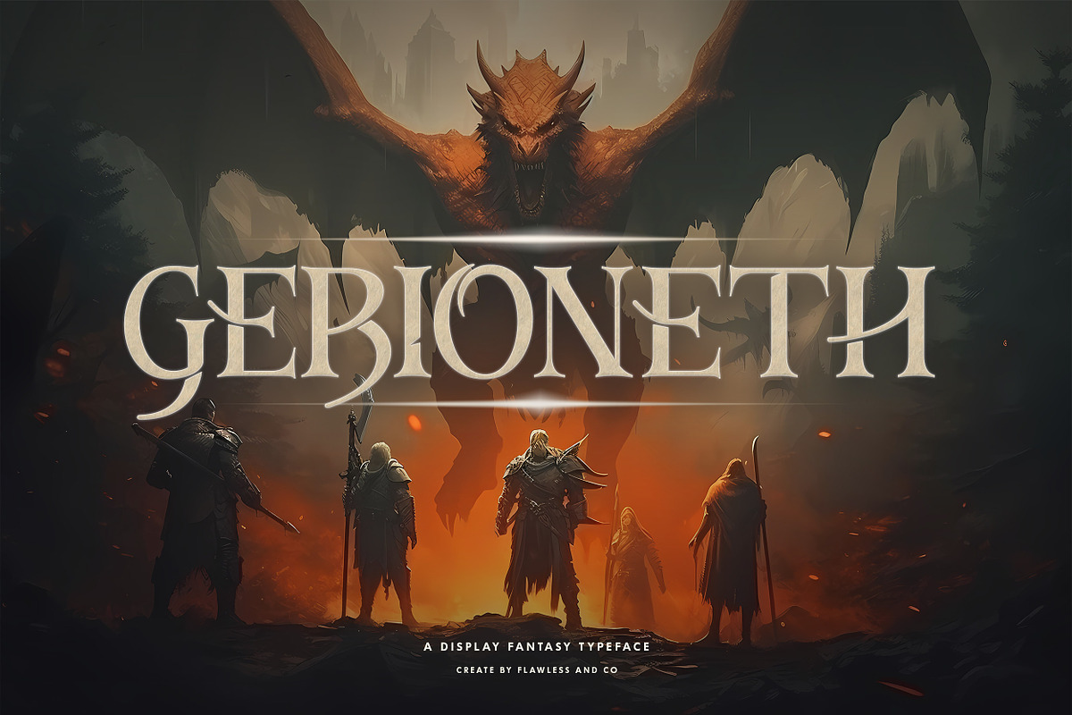 Gebioneth - Display Fantasy Font, a Font by Flawless And Co (Photo 1 of 10)