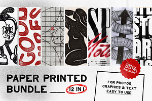 12-in-1 Paper Printed Effects Bundle, a Layer Style Add-On by pixelbuddha.net