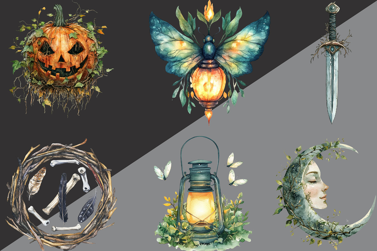 Halloween Forest Nymph Fray Clipart, an Illustration by Black Bird Studio (Photo 2 of 6)
