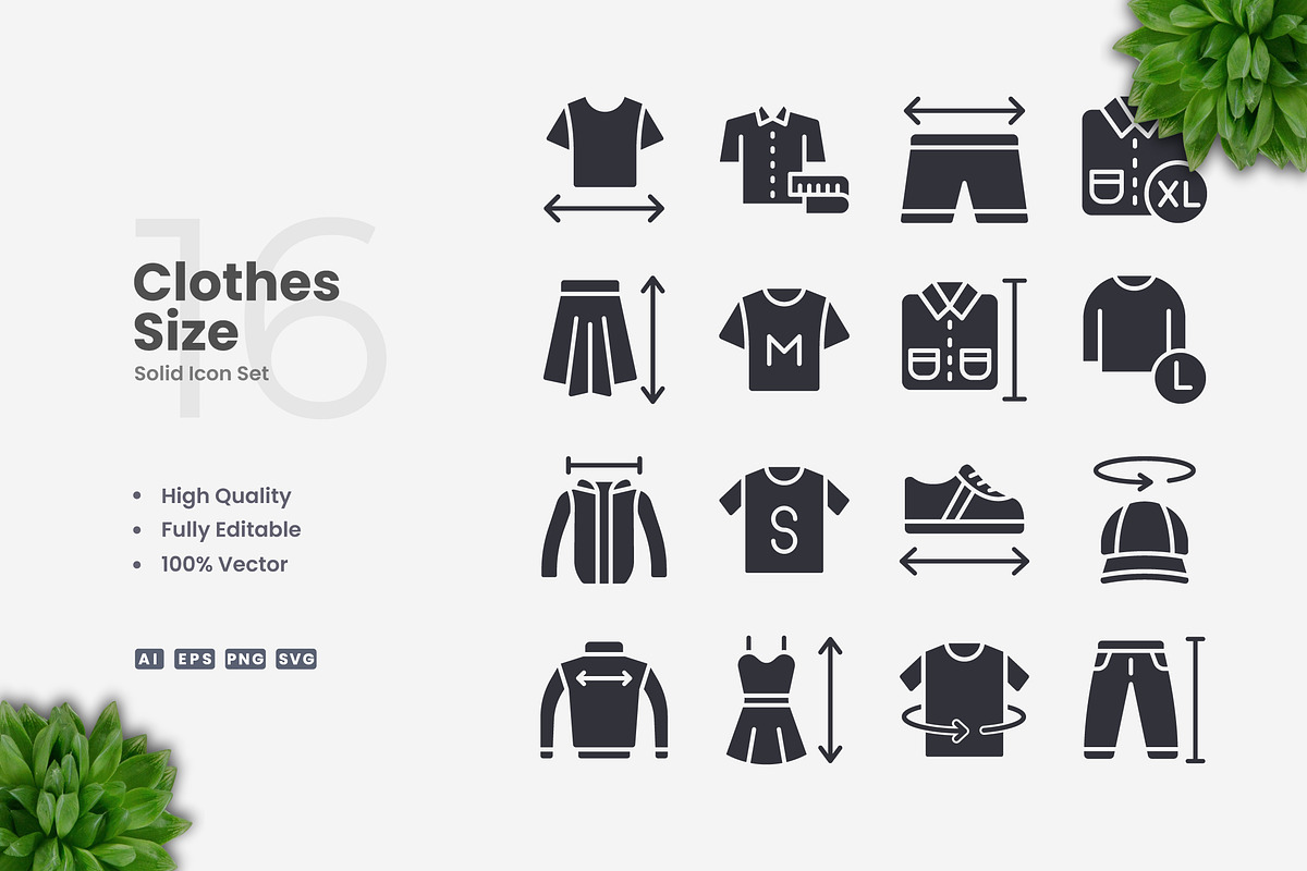 Clothes Size Solid Icons, an Icon by Upnowgraphic