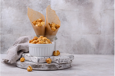 Salted caramel popcorn in bowl, a Food & Drink Photo by Yulia Furman