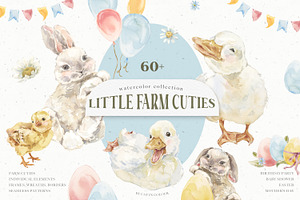 Farm Baby Animals Watercolor clipart