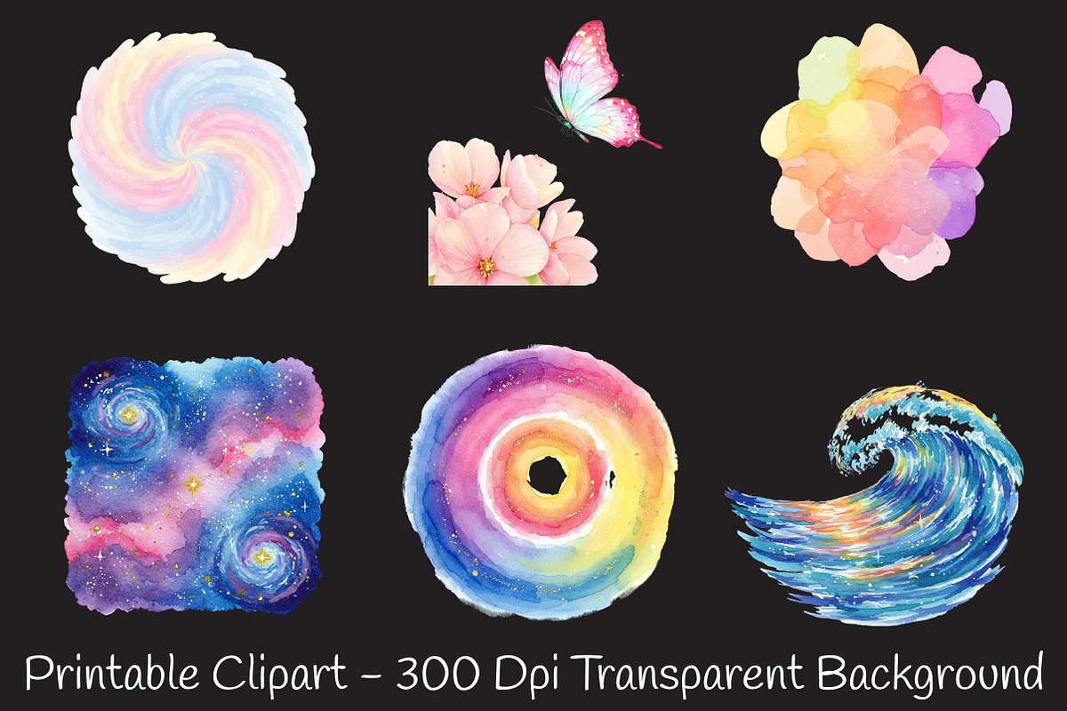 Dreamy Watercolor Creations Clipart, an Illustration by RobertsArt (Photo 4 of 7)