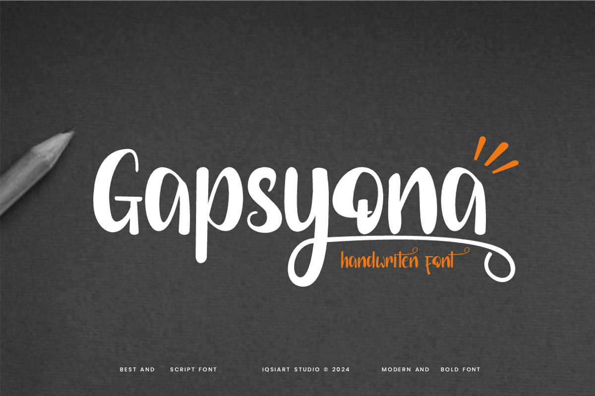 Gapsyona - Handwritten Font, a Handwritten Font by Iqsiart Studio (Photo 1 of 7)